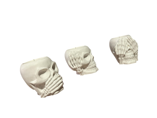 Totenkopf 3er Set als Behälter Kerzen oder kleiner Blumentopf usw.