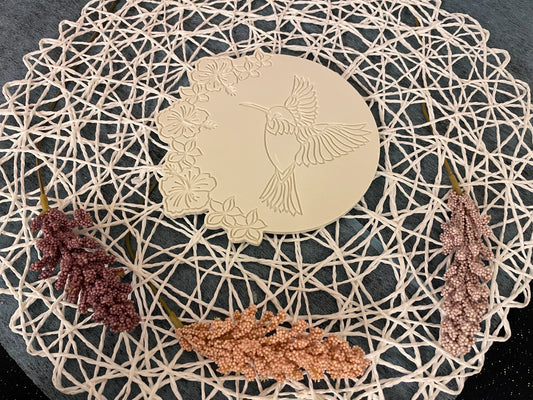 Tablet oder Wanddeko bird flower