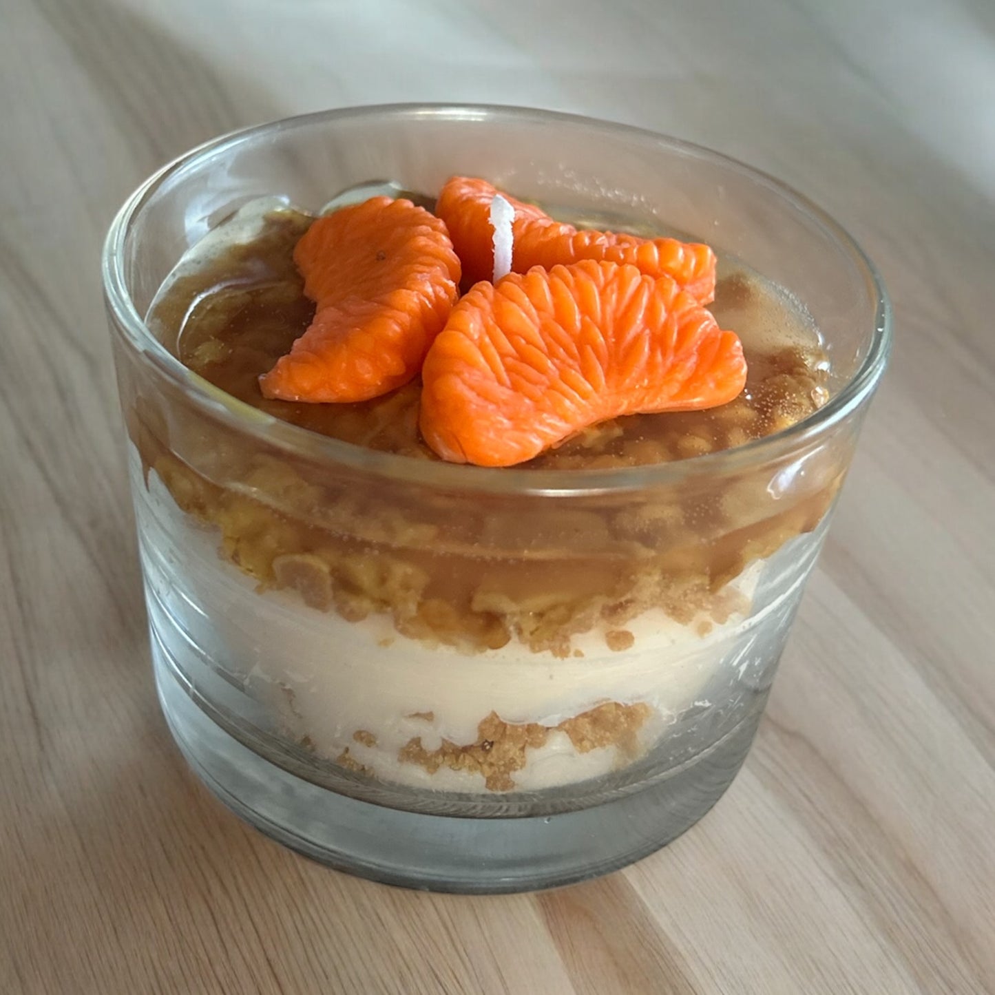 Mandarinen Crunchie Dessert Kerze