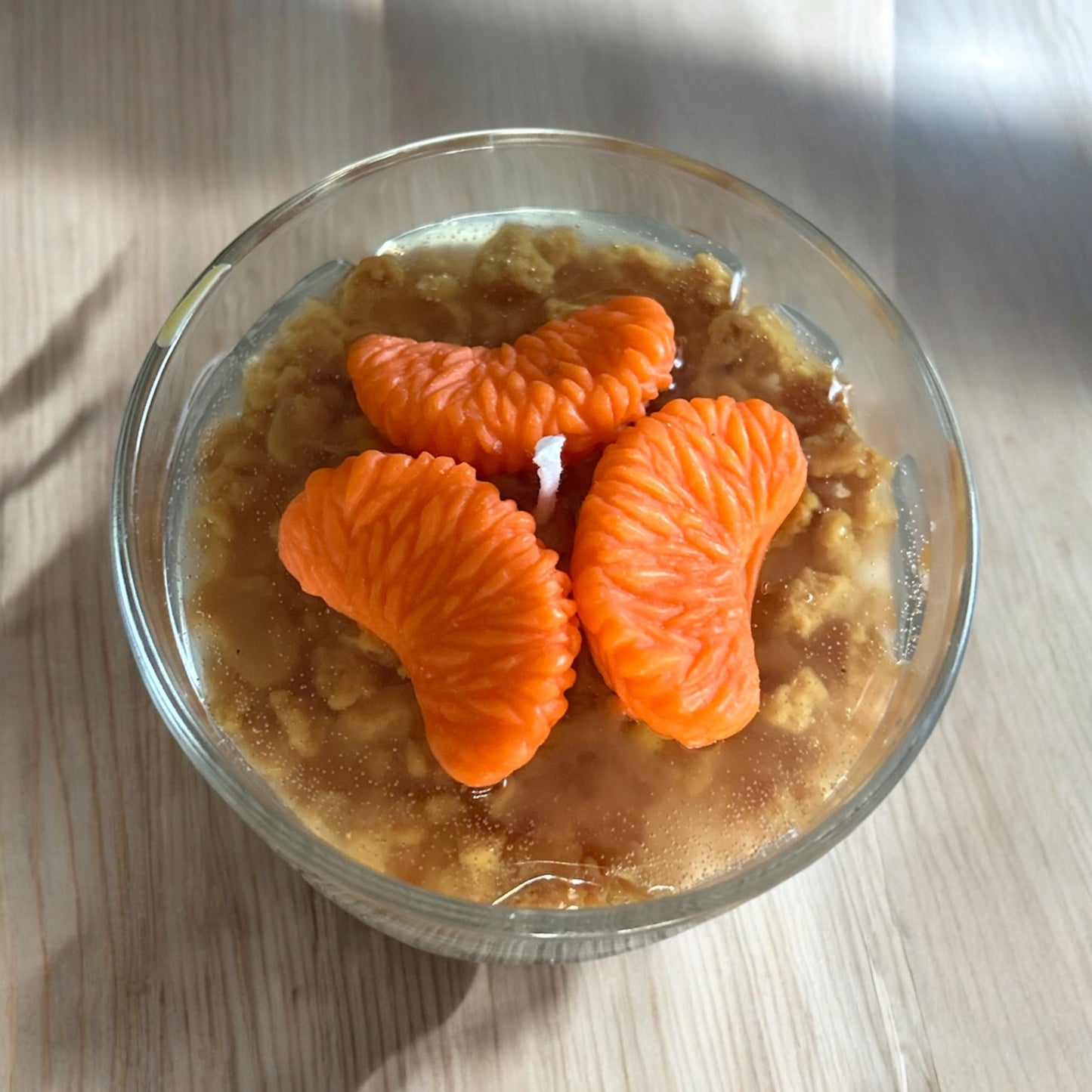 Mandarinen Crunchie Dessert Kerze